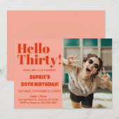 Invitation Typographie audacieuse Orange rose moderne 30e ann (Devant / Derrière)