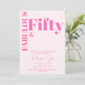 Invitation Typographie audacieuse Rose chaud moderne 50e anni (Debout devant)