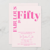 Invitation Typographie audacieuse Rose chaud moderne 50e anni (Devant / Derrière)