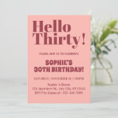 Invitation Typographie audacieuse Rose et Bourgogne 30e anniv (Debout devant)