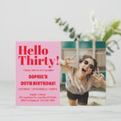 Invitation Typographie audacieuse rose moderne 30e anniversai (Debout devant)