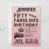 Invitation Typographie audacieuse rose moderne 50e anniversai (Devant)