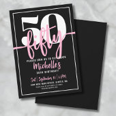 Invitation Typographie audacieuse rose moderne 50e anniversai