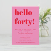 Invitation Typographie audacieuse Rouge rose moderne 40e anni (Debout devant)