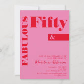 Invitation Typographie audacieuse Rouge rose moderne 50e anni (Devant)