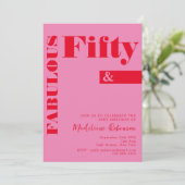 Invitation Typographie audacieuse Rouge rose moderne 50e anni (Debout devant)
