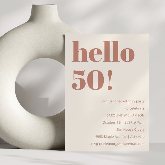 Invitation Typographie audacieuse Terracotta Moderne 50e anni
