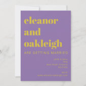 Invitation Typographie audacieuse violet clair Mariage modern (Devant)