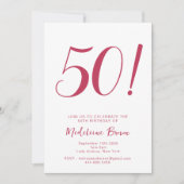 Invitation Typographie audacieuse Viva Magenta 50e anniversai (Devant)