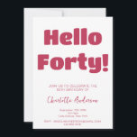 Invitation Typographie audacieuse Viva Magenta Moderne 40e an<br><div class="desc">Audacieuse typographie viva magenta et blanc Moderne 40e anniversaire Invitation. Célébrez votre 40e anniversaire avec style.</div>