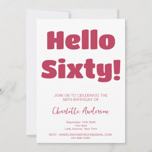 Invitation Typographie audacieuse Viva Magenta Moderne 60e an