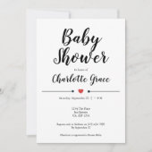 Invitation Typographie Baby shower noir blanc Coeur Baisers (Devant)