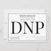 Invitation Typographie Black White DNP Graduation Party (Devant)