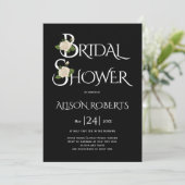 Invitation Typographie blanche et douche rose noire (Debout devant)