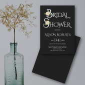 Invitation Typographie blanche et douche rose noire
