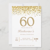 Invitation Typographie blanche et or 60e Anniversaire moderne (Devant)