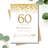 Invitation Typographie blanche et or 60e Anniversaire moderne