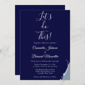 Invitation Typographie Bleu Blanc Excitée Minimal Mariage Inv (Devant / Derrière)