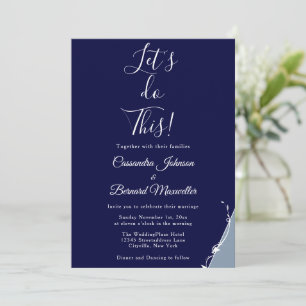 Invitation Typographie Bleu Blanc Excitée Minimal Mariage Inv