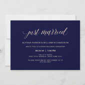 Invitation Typographie bleu marine et rose pâle | Marié (Devant)