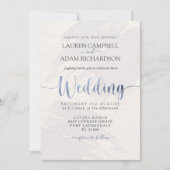 Invitation Typographie Bleue Dusty moderne Aquarelle Invitati (Devant)