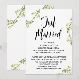 Invitation Typographie Botanique Juste Mariés Mariage Après C