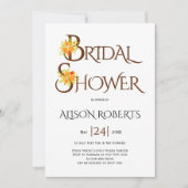 Invitation Typographie Brown, roses orange tomber nuptiale (Devant)