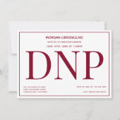 Invitation Typographie Burgundy White DNP Graduation Party (Devant)