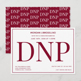 Invitation Typographie Burgundy White DNP Graduation Party