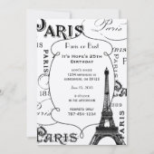 Invitation Typographie Calligraphie Paris France Tour Eiffel (Devant)