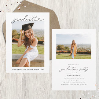 Invitation Typographie cardiaque moderne Graduation