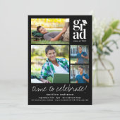 Invitation Typographie Casquette Photos Graduation (Debout devant)