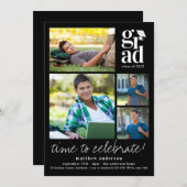 Invitation Typographie Casquette Photos Graduation (Devant / Derrière)