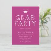 Invitation Typographie céleste rose Grad Party (Debout devant)