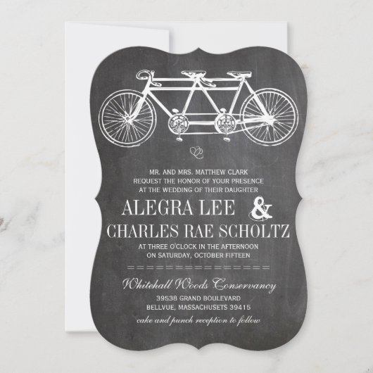 Invitation Typographie Chalkboard Retro Bicyclette construite (Devant)