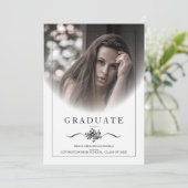 Invitation Typographie Chic Classique Florale Photo Diplôme (Debout devant)