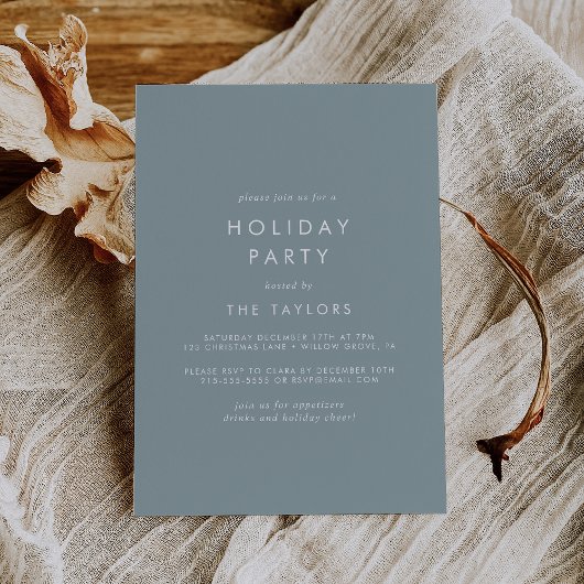 Invitation Typographie chic | Dusty Blue Holiday Party