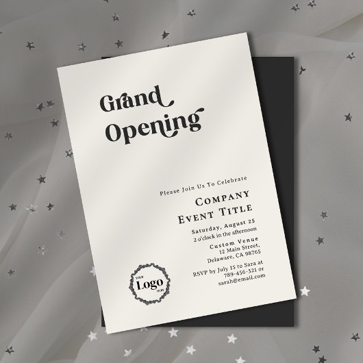 Invitation Typographie chic noir et blanc Grand ouverture