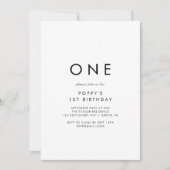 Invitation Typographie Chic Premier anniversaire fête (Devant)