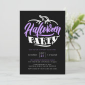 Invitation Typographie Citrouille violet et noir Halloween Pa (Debout devant)