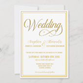 Invitation Typographie classique Blanc doré Mariage formel (Devant)