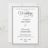 Invitation Typographie classique Noir sur blanc Mariage forme (Devant)