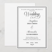 Invitation Typographie classique Noir sur blanc Mariage forme (Devant / Derrière)