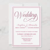 Invitation Typographie classique Rosegold Blanc Mariage forme (Devant)