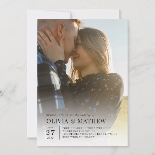 Invitation Typographie classique simple 2 Photo QR Code Maria (Devant)