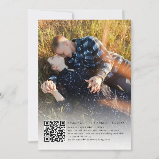 Invitation Typographie classique simple 2 Photo QR Code Maria (Dos)