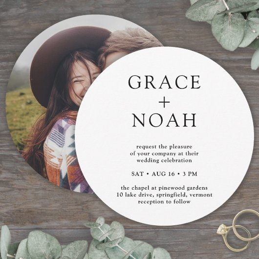 Invitation Typographie classique simple et photo Mariage mini