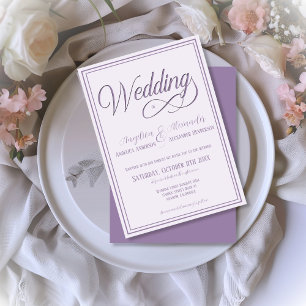 Invitation Typographie classique Soft Lilac Mariage formel