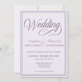 Invitation Typographie classique Soft Lilac Mariage formel (Devant)