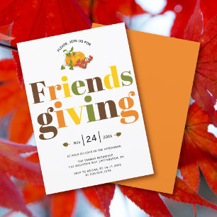 Invitation Typographie colorée citrouille Friendsgiving